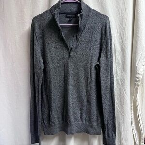 Banana Republic Pima Cotton Cashmere Gray 1/4 Zip Pullover Sweater Mens Med Tall